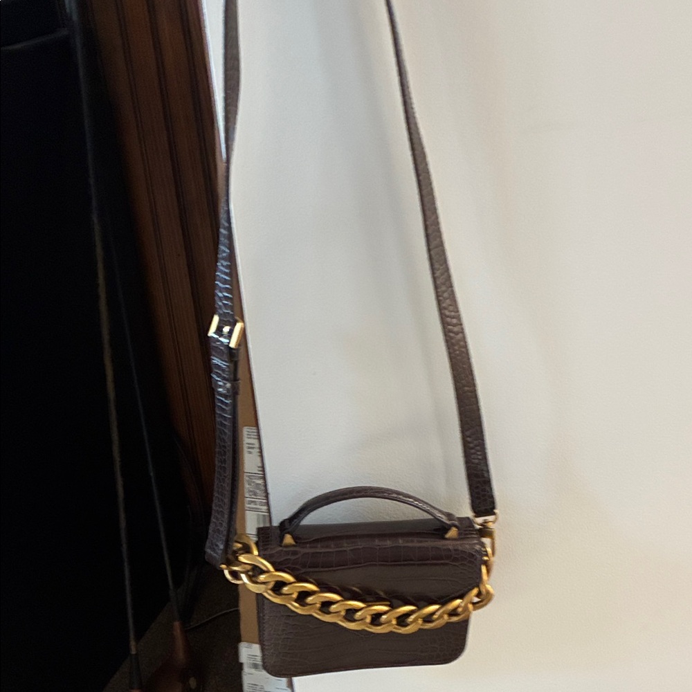 Guess Brown Crossbody Bag with Gold Chain